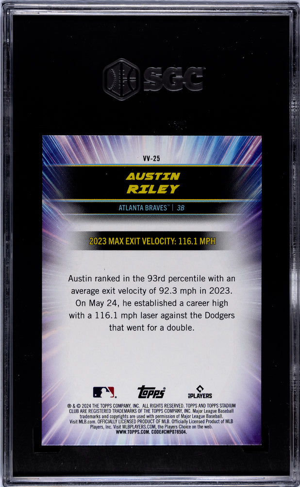 2024 Topps Stadium Club #VV-25 Austin Riley Virtuosos of Velocity SGC 9.5