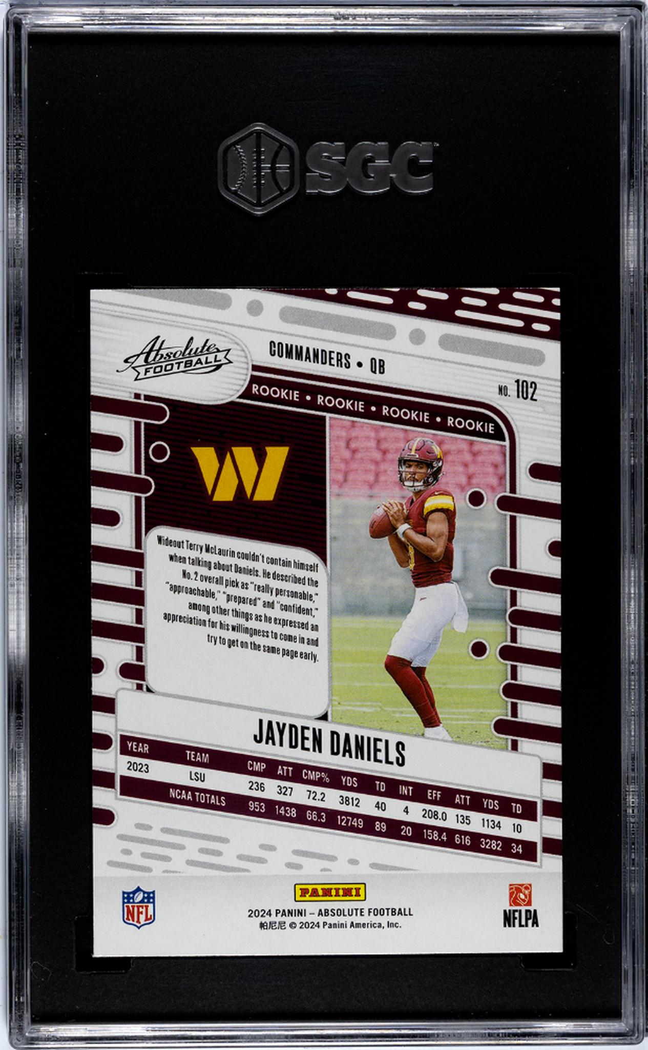 2024 Absolute #102 Jayden Daniels Absolute Football SGC 9.5