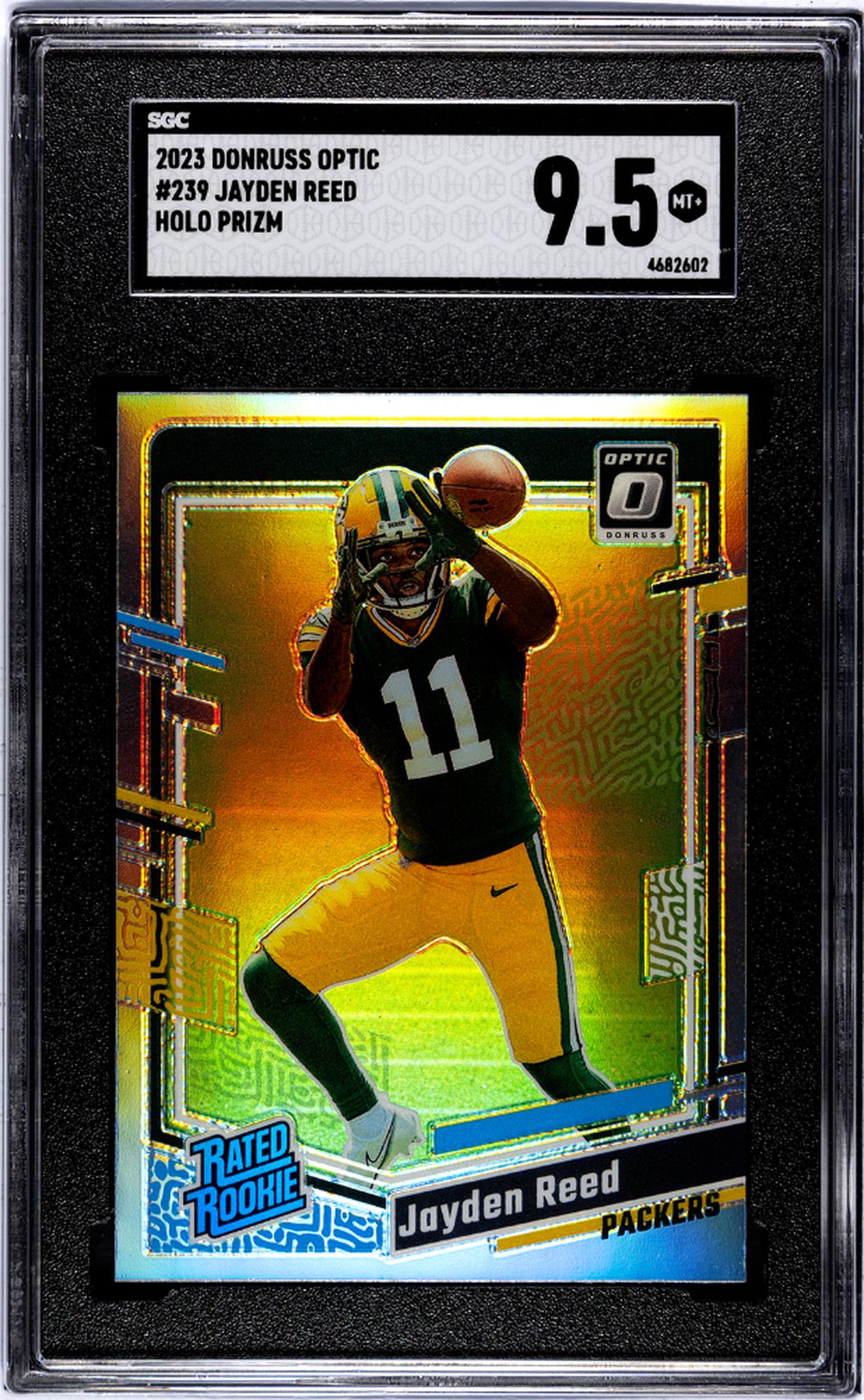 2023 Donruss Optic Holo Prizm Jayden Reed #239 RC SGC 9.5