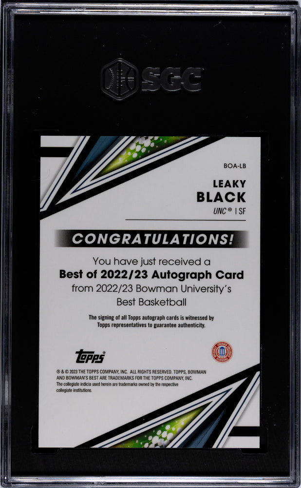 2022-23 Bowman University Best #BOA-LB Leaky Black Best of '22-'23, Auto. SGC 10