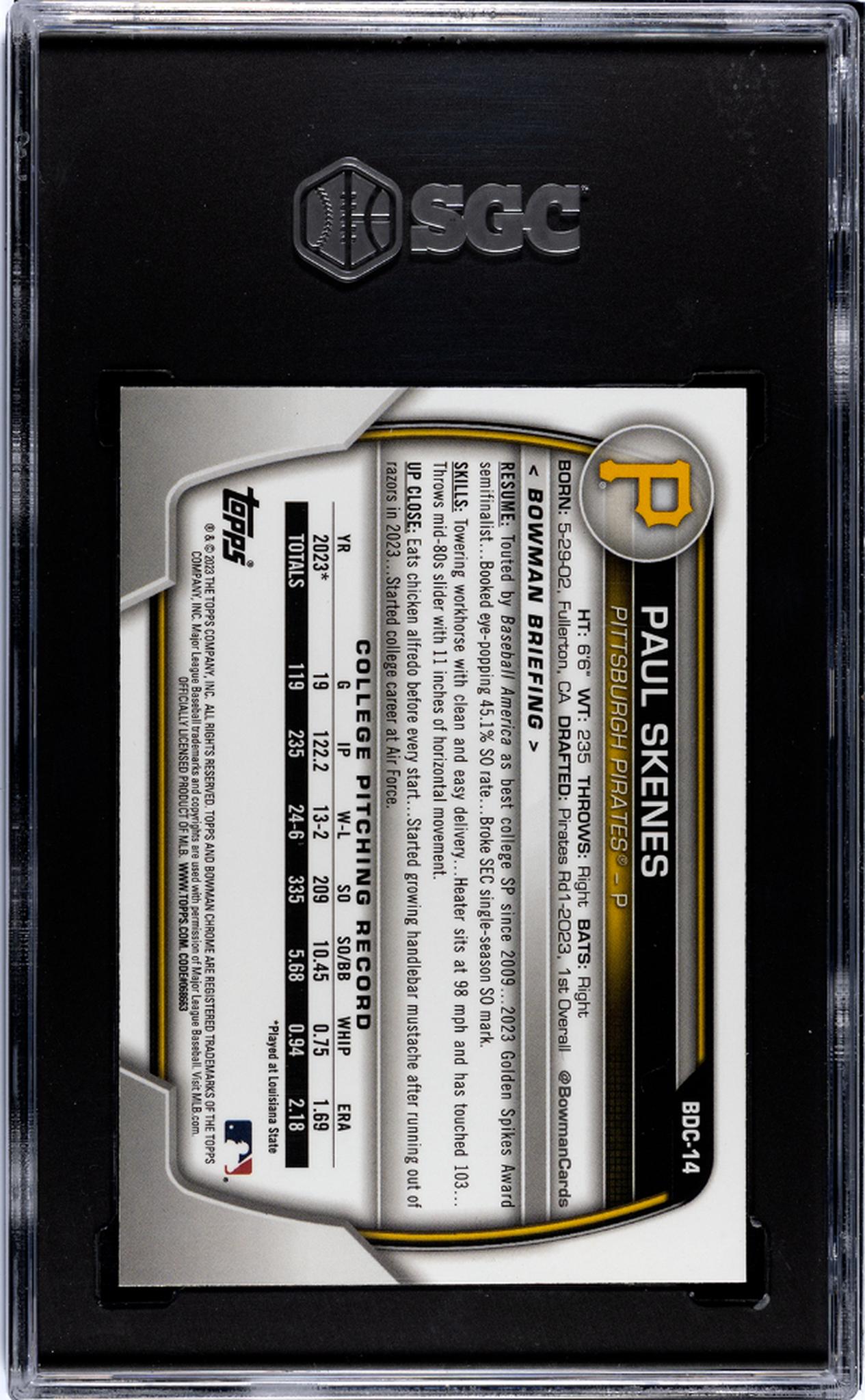 2023 Bowman Chrome #BDC-14 Paul Skenes SGC 9.5