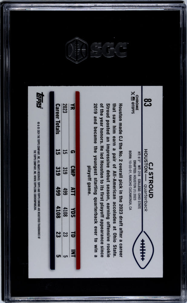 2024 Topps Chrome CJ Stroud #83 SGC 10
