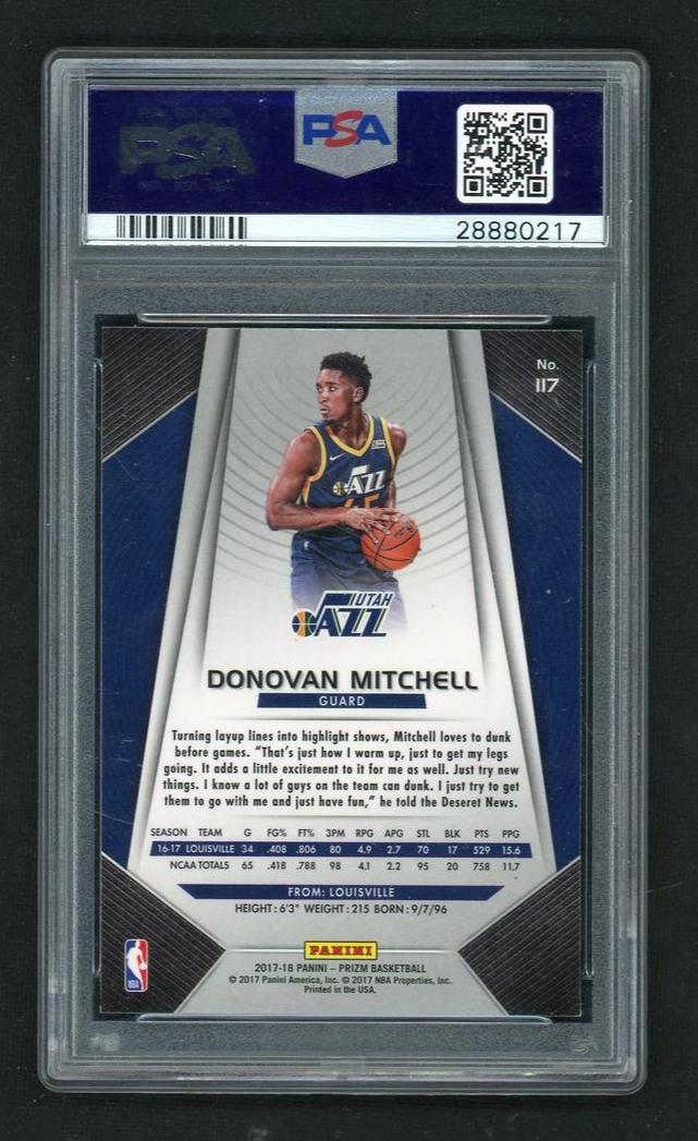 2017 Panini Prizm Donovan Mitchell #117 PSA 10