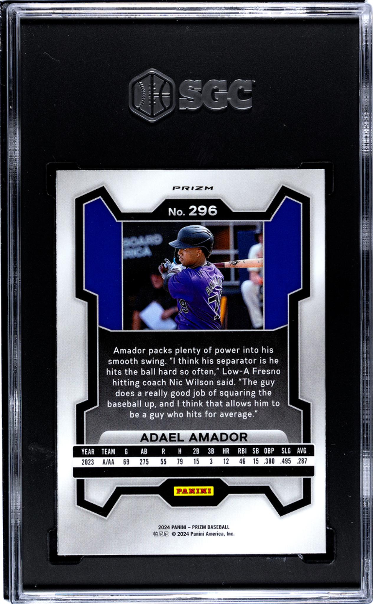 2024 Panini Prizm Silver Adal Amador #296 RC SGC 9