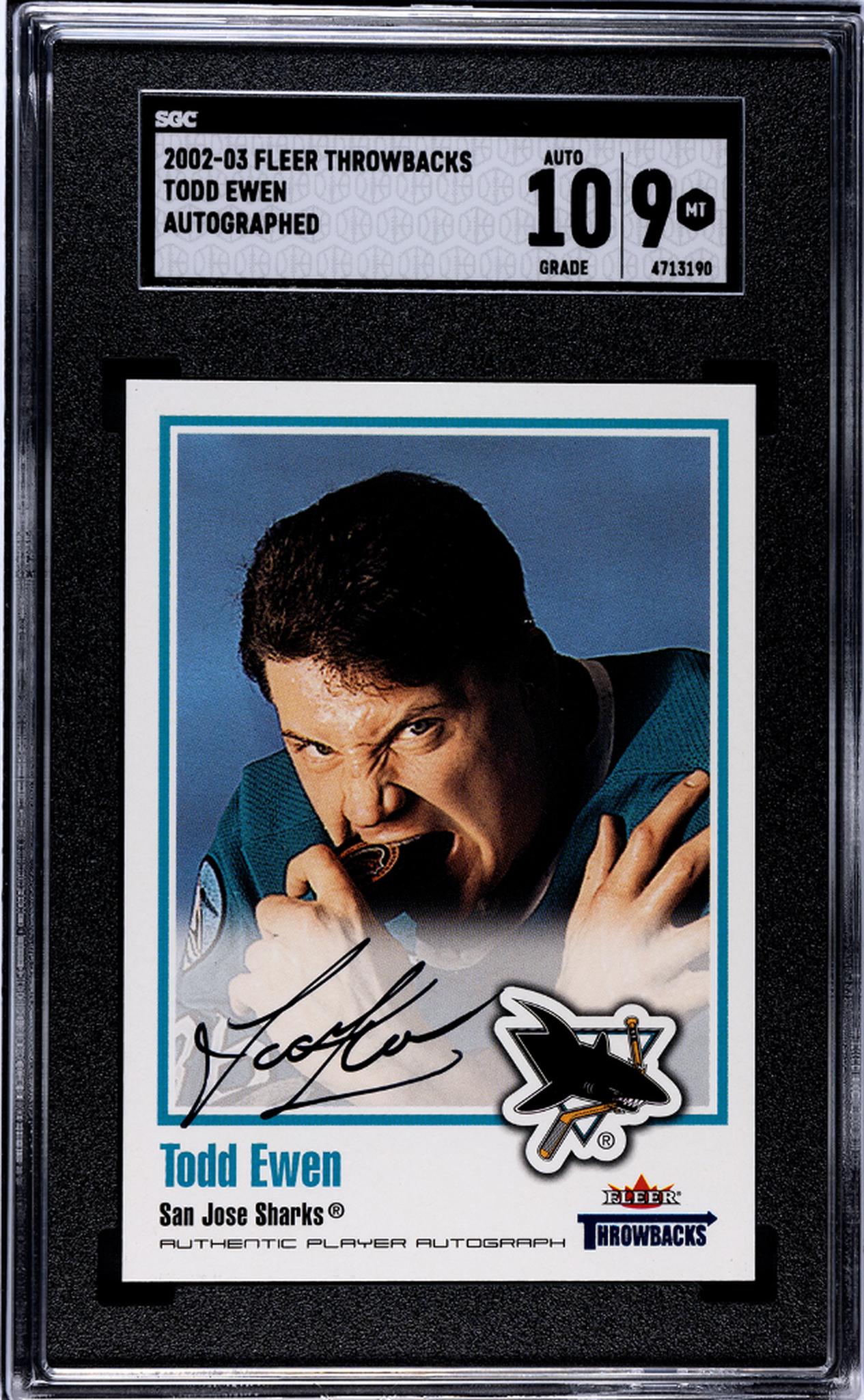 2002-03 Fleer Throwbacks Autographed Todd Ewen #NNO Auto SGC 9 Auto 10