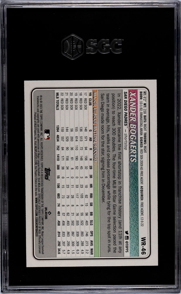 2023 Topps Big League Gold Foil Xander Bogaerts #WR-46 /50 SGC 9.5