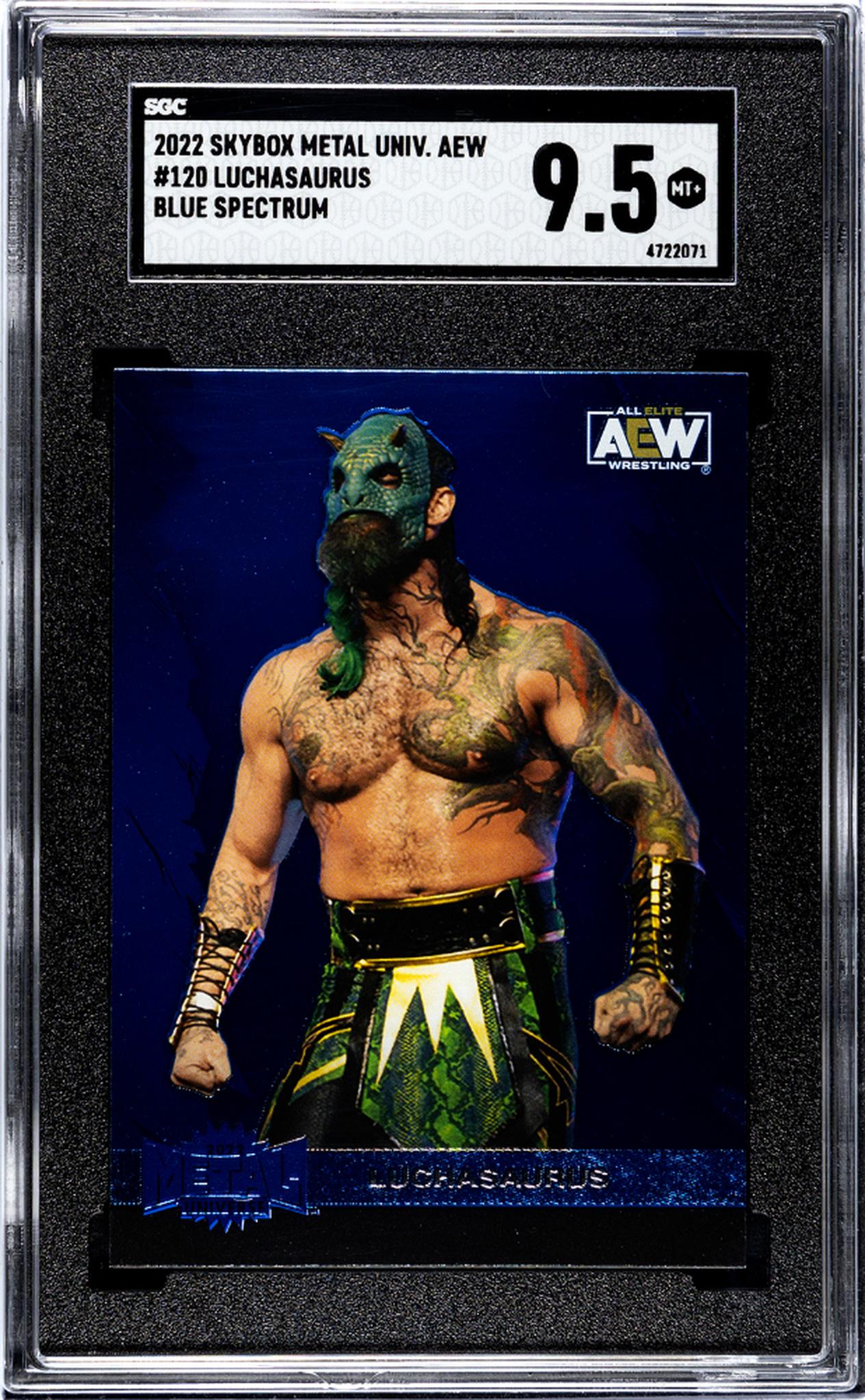 2022 Skybox Metal Universe Aew #120 Luchasaurus Blue Spectrum SGC 9.5