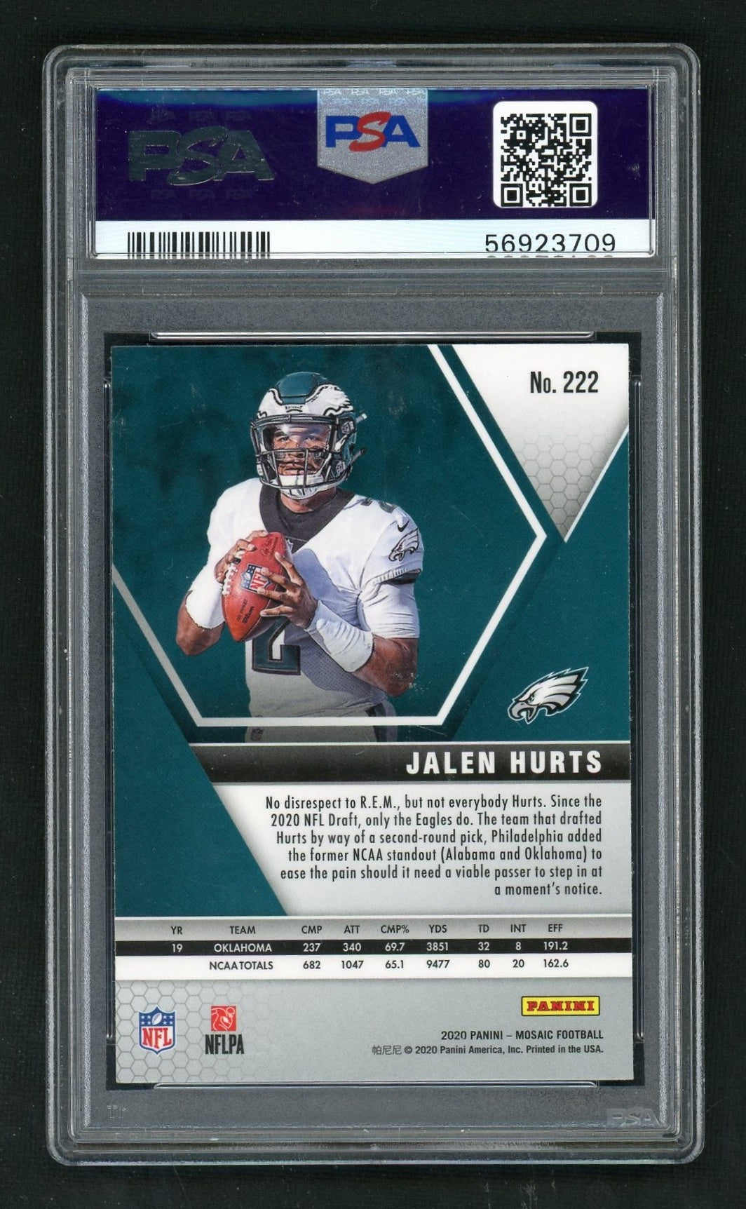 2020 Panini Mosaic Jalen Hurts #222 PSA 10