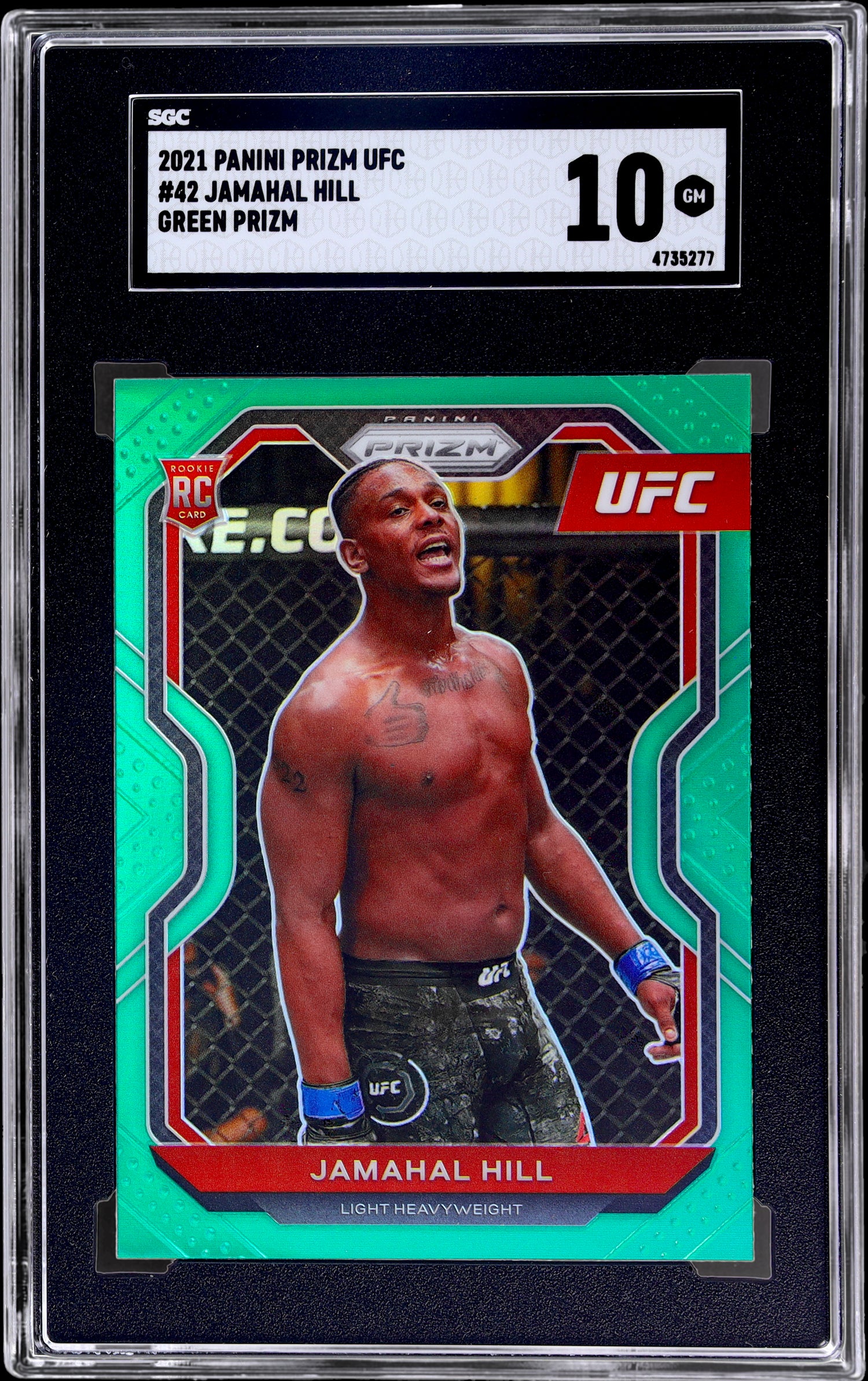 2021 Panini Prizm UFC Green Prizm Jamahal Hill #42 RC SGC 10