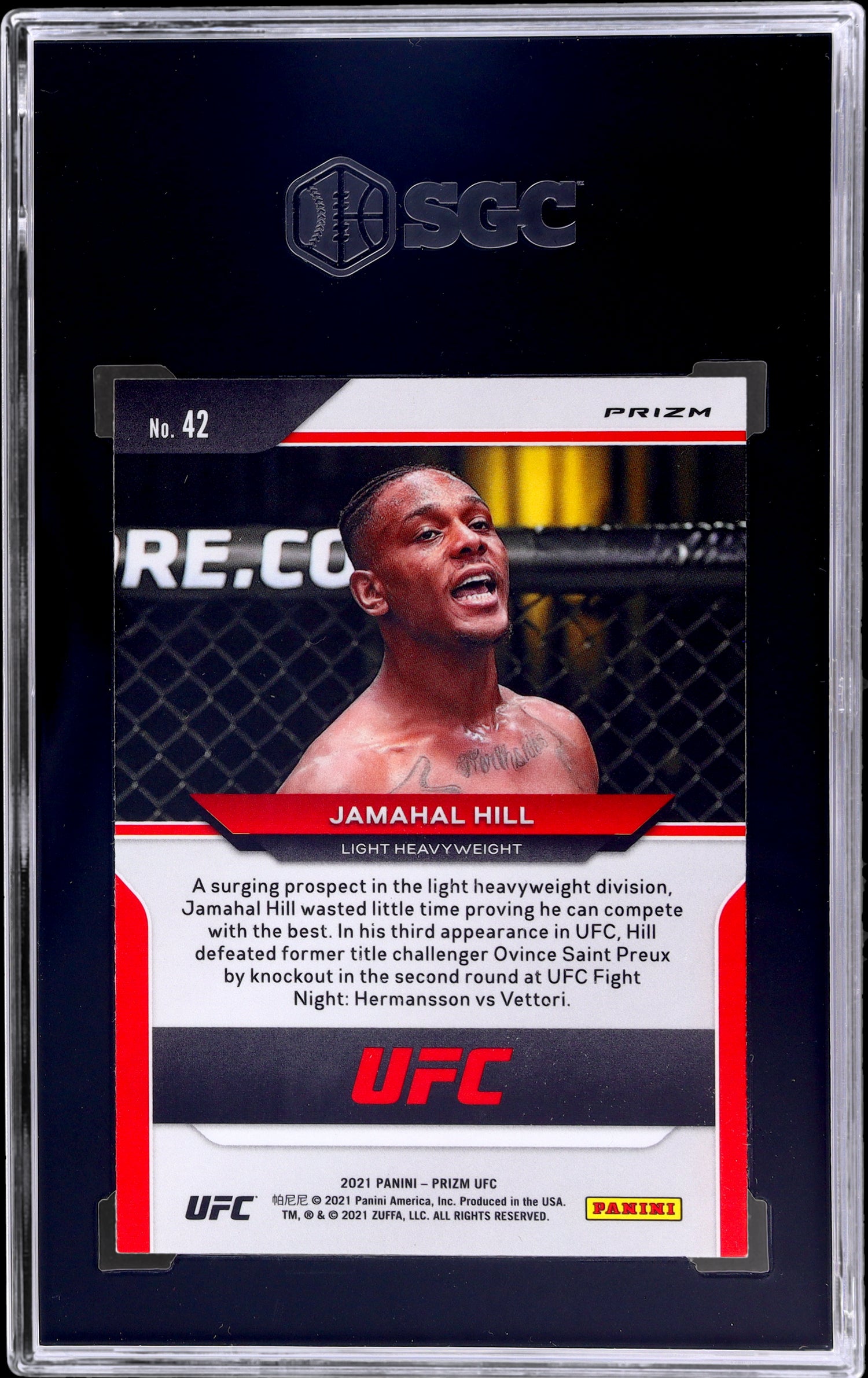 2021 Panini Prizm UFC Green Prizm Jamahal Hill #42 SGC 10 RC