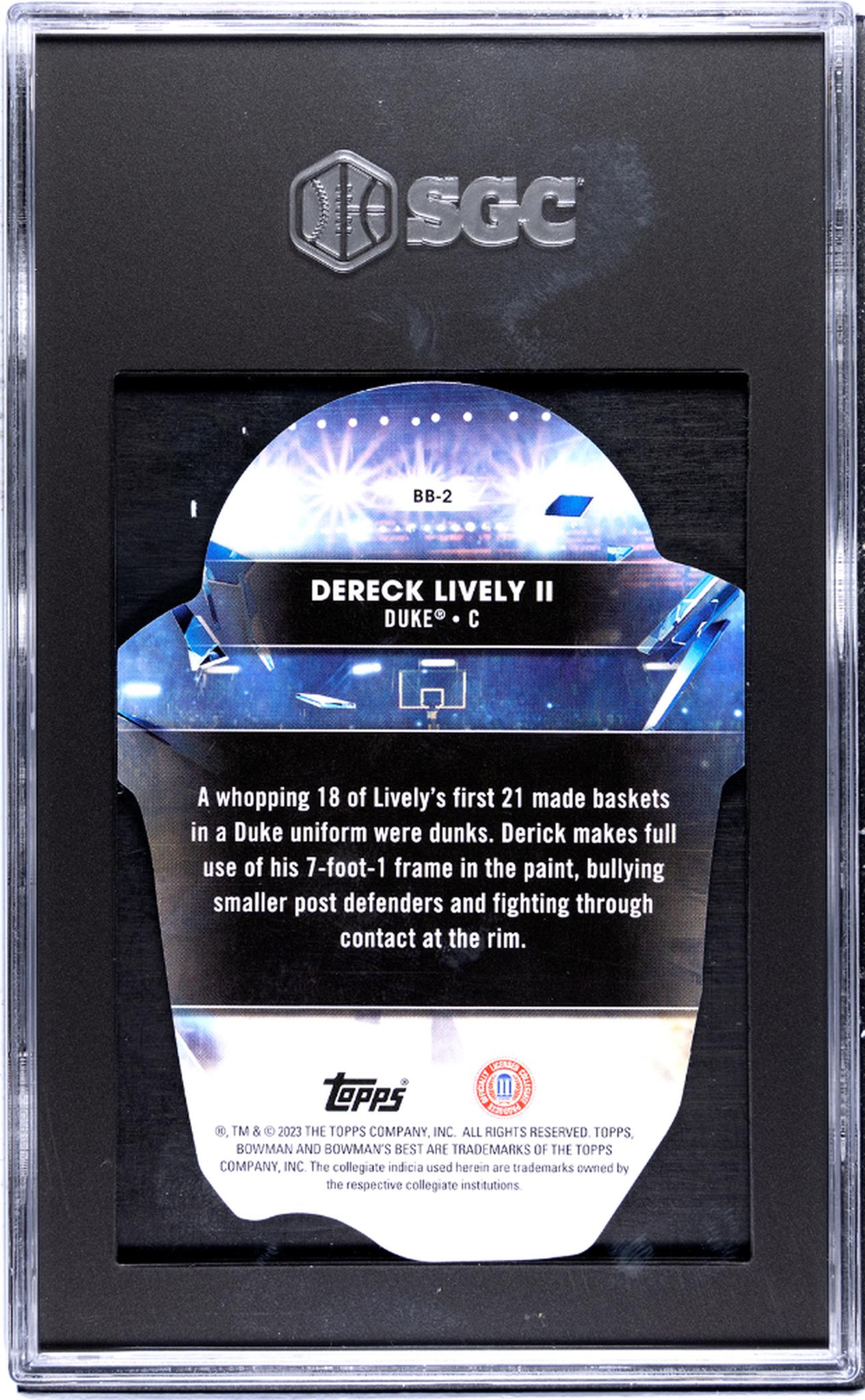 2022-23 Bowman University Best #BB-2 Dereck Lively II Buckets Diecut SGC 9.5