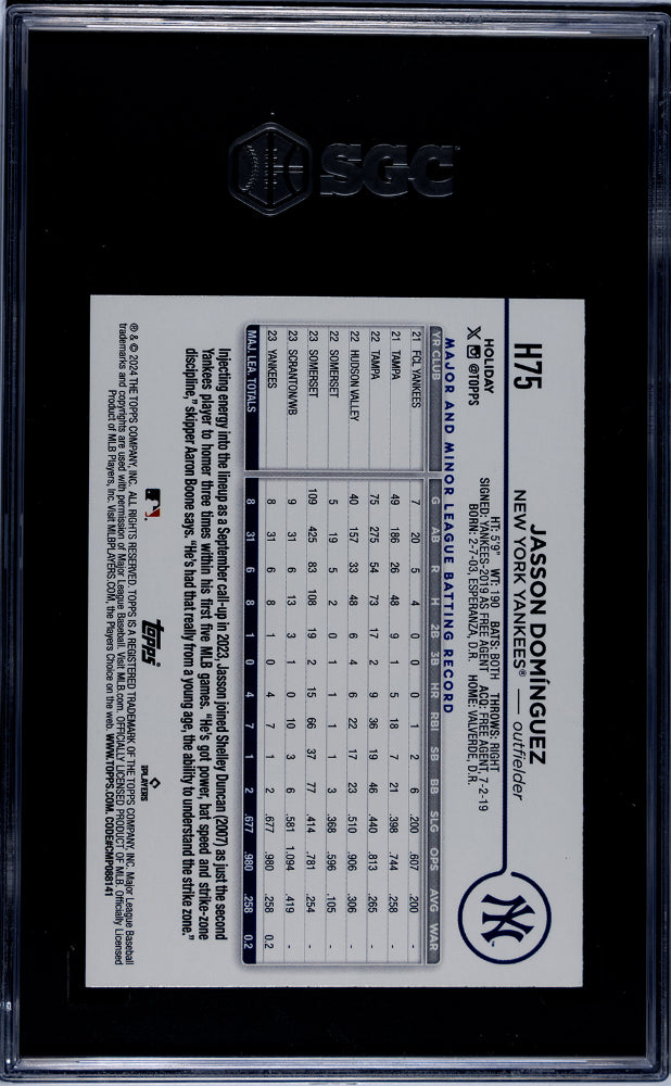 2024 Topps Holiday Jasson Dominguez #H75 RC SGC 9