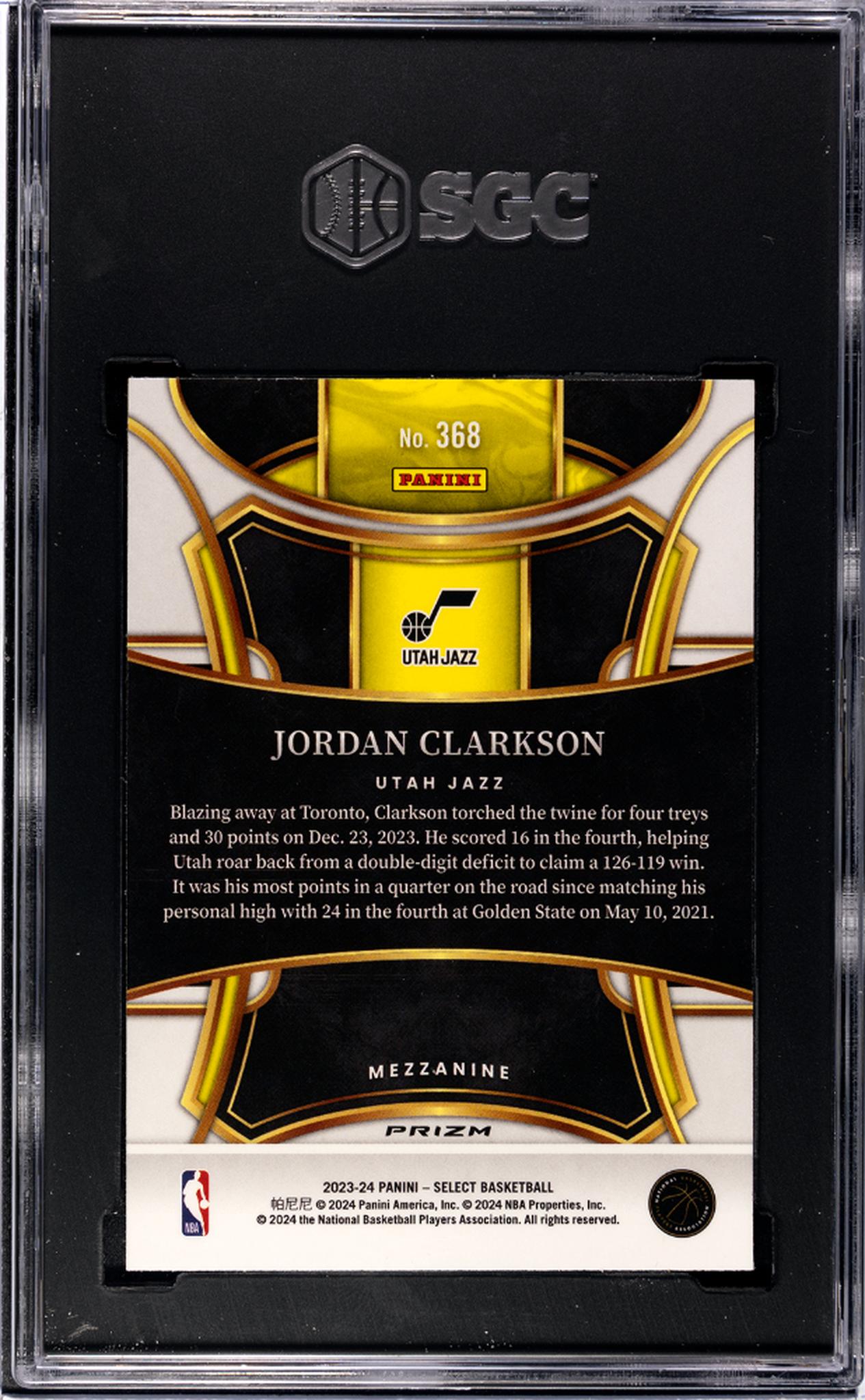2023-24 Panini Select Tectonic Prizm Jordan Clarkson #368 SGC 9.5