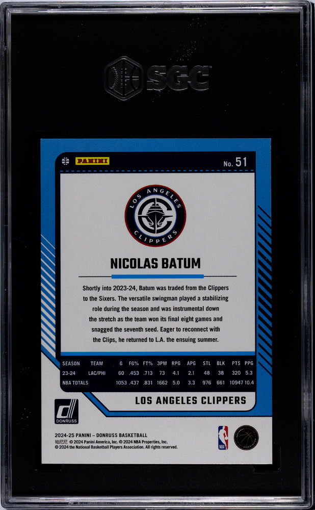 2024 Donruss Holo Blue Laser Nicolas Batum #51 /49 SGC 9