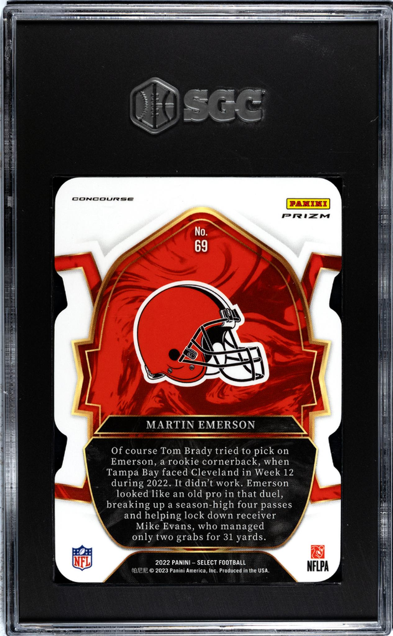 2022 Panini Select #69 Martin Emerson Green/Yellow Rookie SGC 8