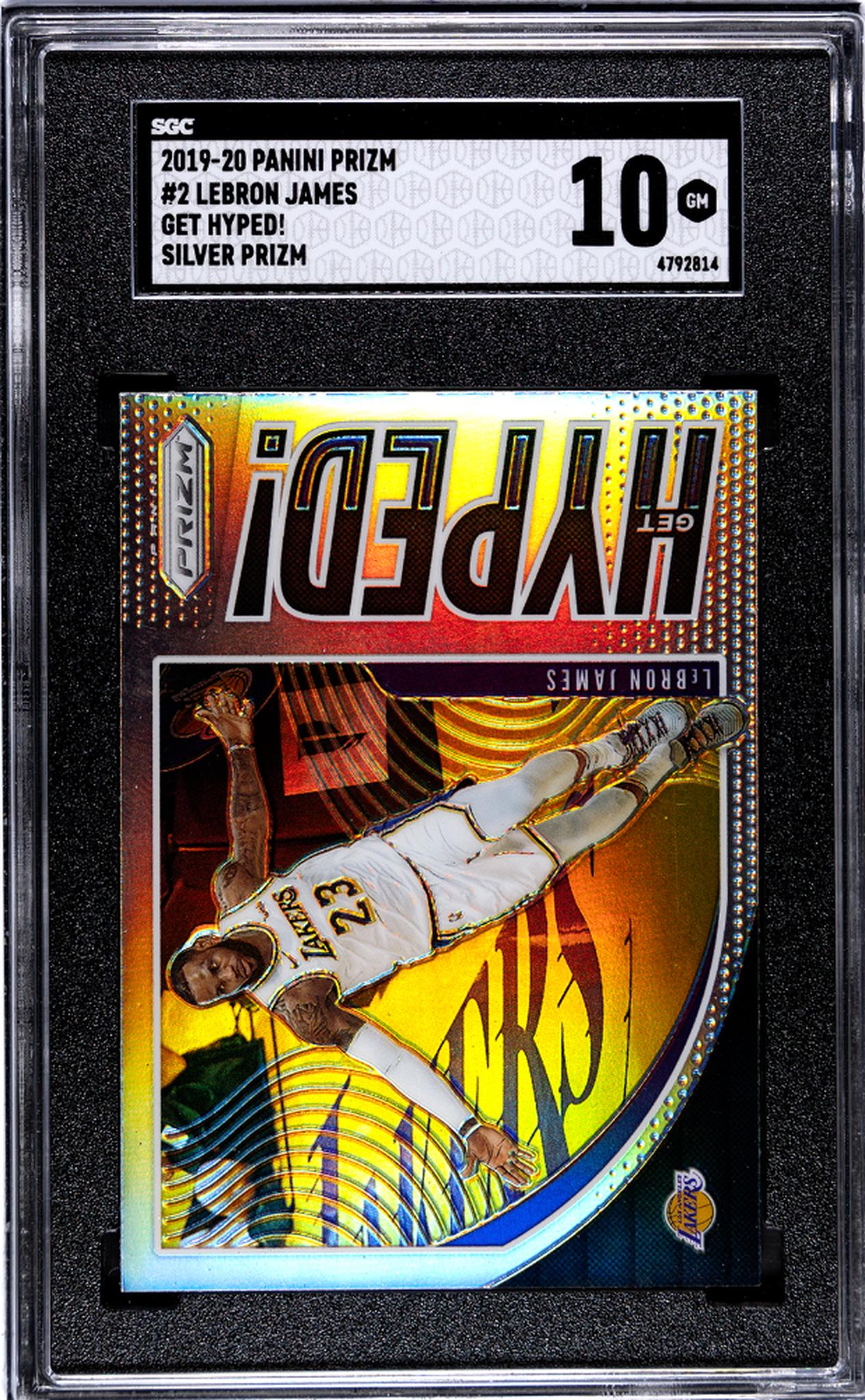 2019-20 Panini Prizm Get Hyped! Silver Prizm LeBron James #2 SGC 10