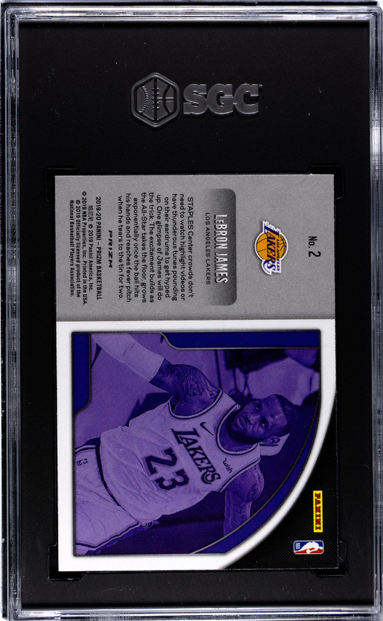 2019-20 Panini Prizm Get Hyped! Silver Prizm LeBron James #2 SGC 10