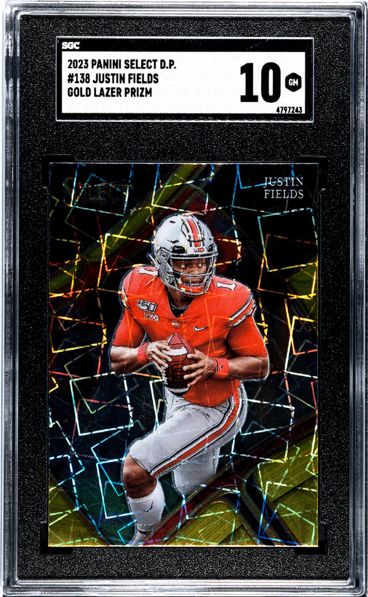 2023 Panini Select Draft Picks #138 Justin Fields Gold Lazer Prizm SGC 10