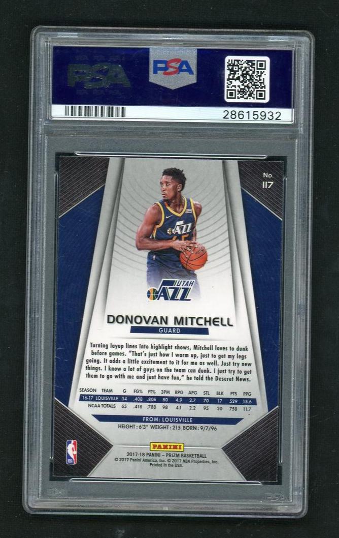 2017 Panini Prizm Donovan Mitchell #117 PSA 10