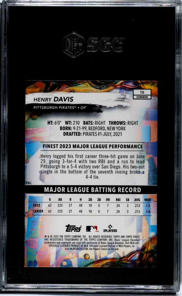 2024 Topps Finest #15 Henry Davis SGC 10