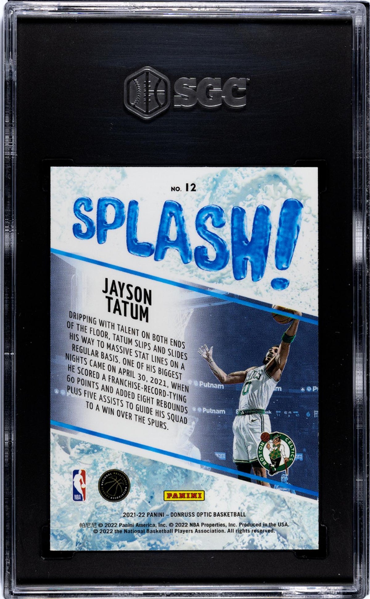 2021-22 Donruss Optic #12 Jayson Tatum Splash! SGC 9.5