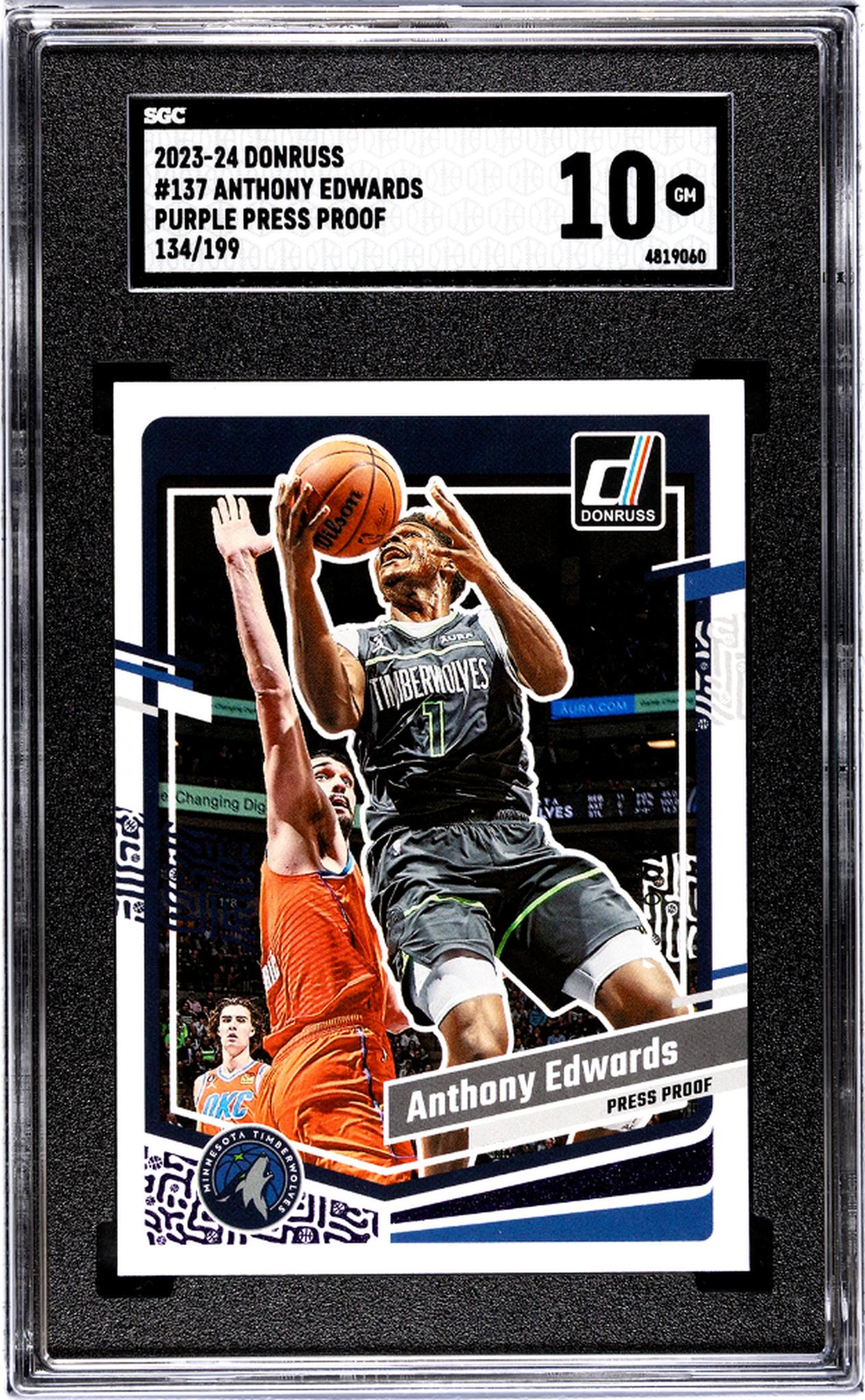 2023-24 Donruss #137 Anthony Edwards Purple P/P /199 SGC 10