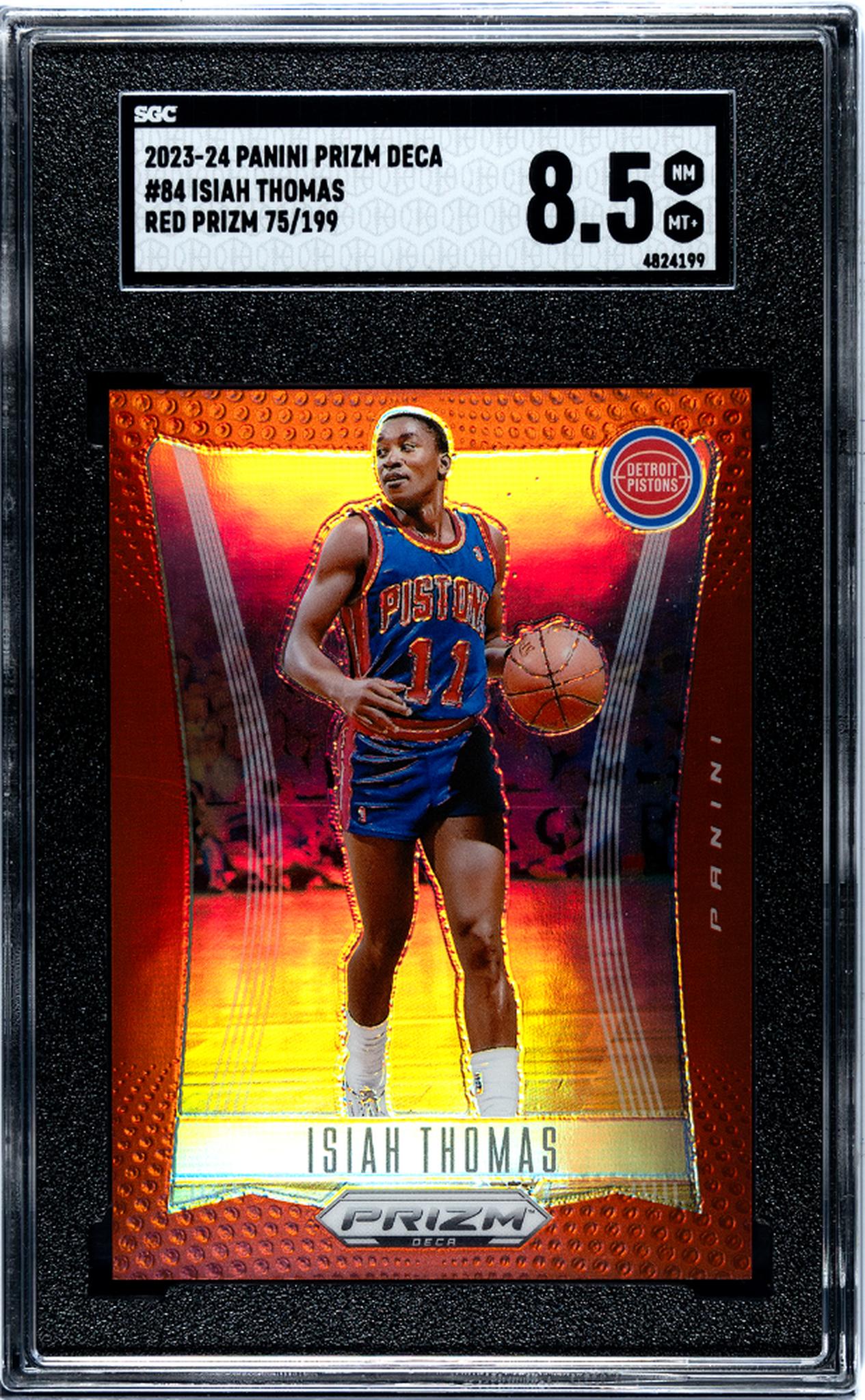 2023-24 Panini Prizm Deca #84 Isiah Thomas Red Prizm 75/199 SGC 8.5