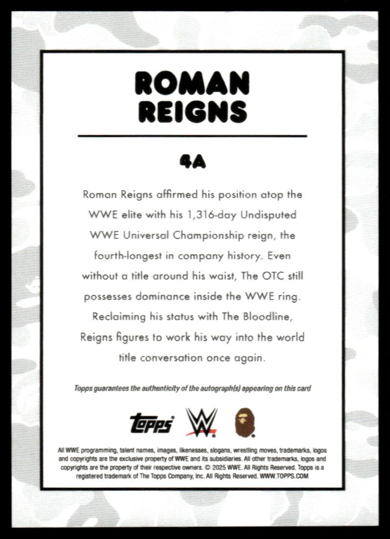 2025 Topps 4A Roman Reigns Topps Certified Autograph /10 VG