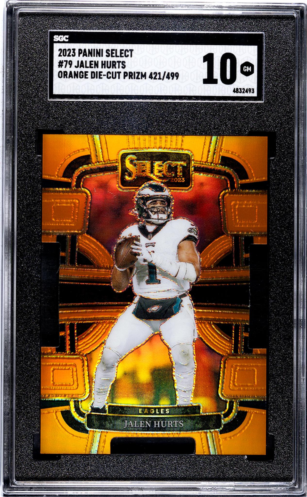2023 Panini Select #79 Jalen Hurts Orange Die-Cut Prizm /499 SGC 10