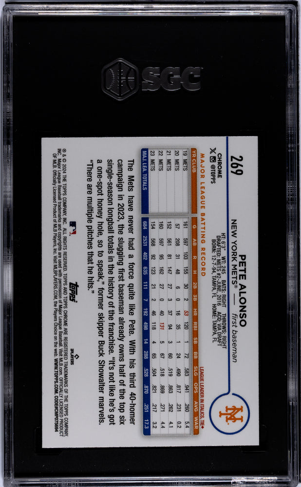 2024 Topps Chrome #269 Pete Alonso SGC 9.5