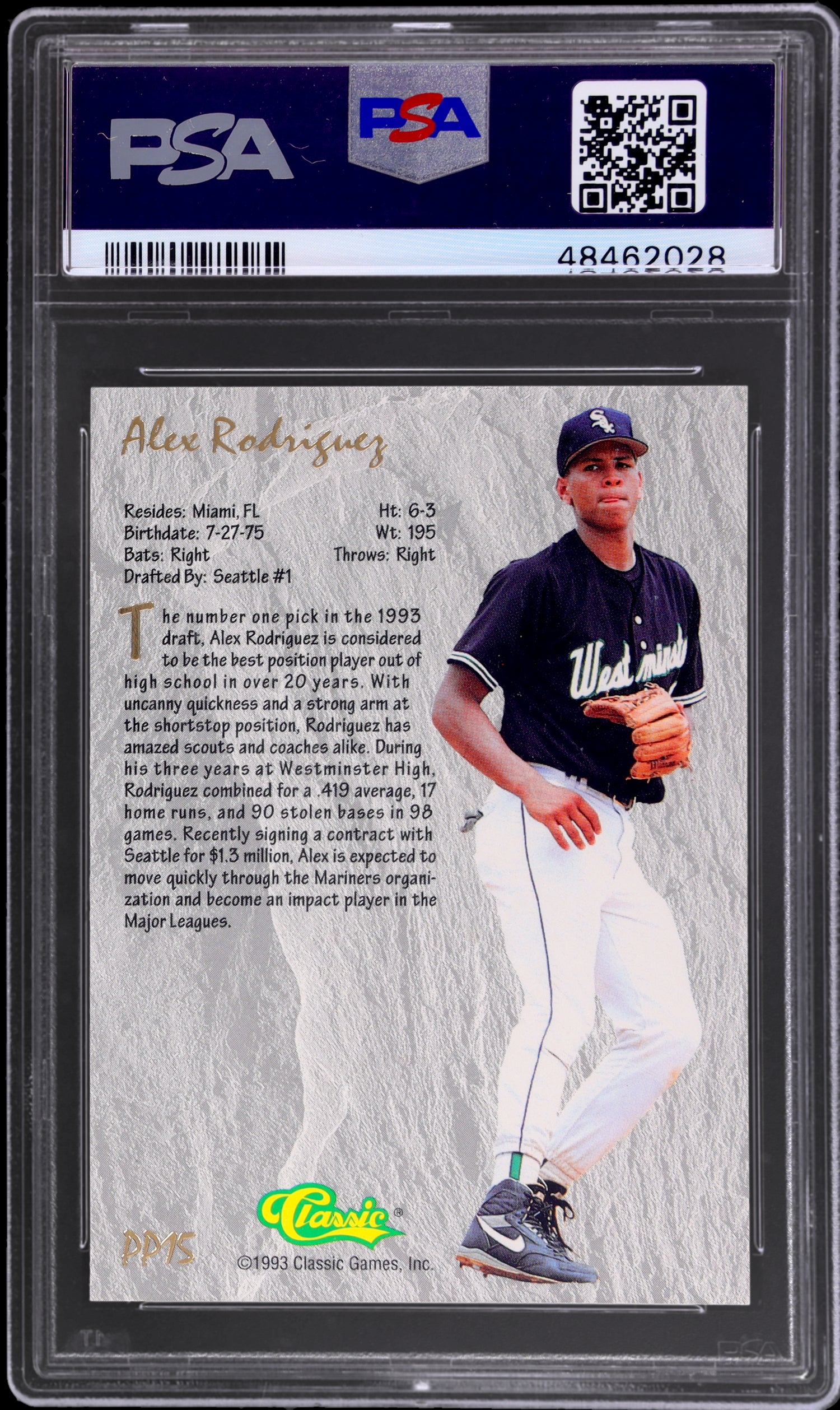1993 Classic 4 Sport Power Pick Alex Rodriguez #PP15 PSA 10
