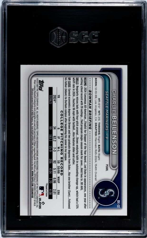 2024 Bowman #BDC-132 Charlie Beilenson SGC 8