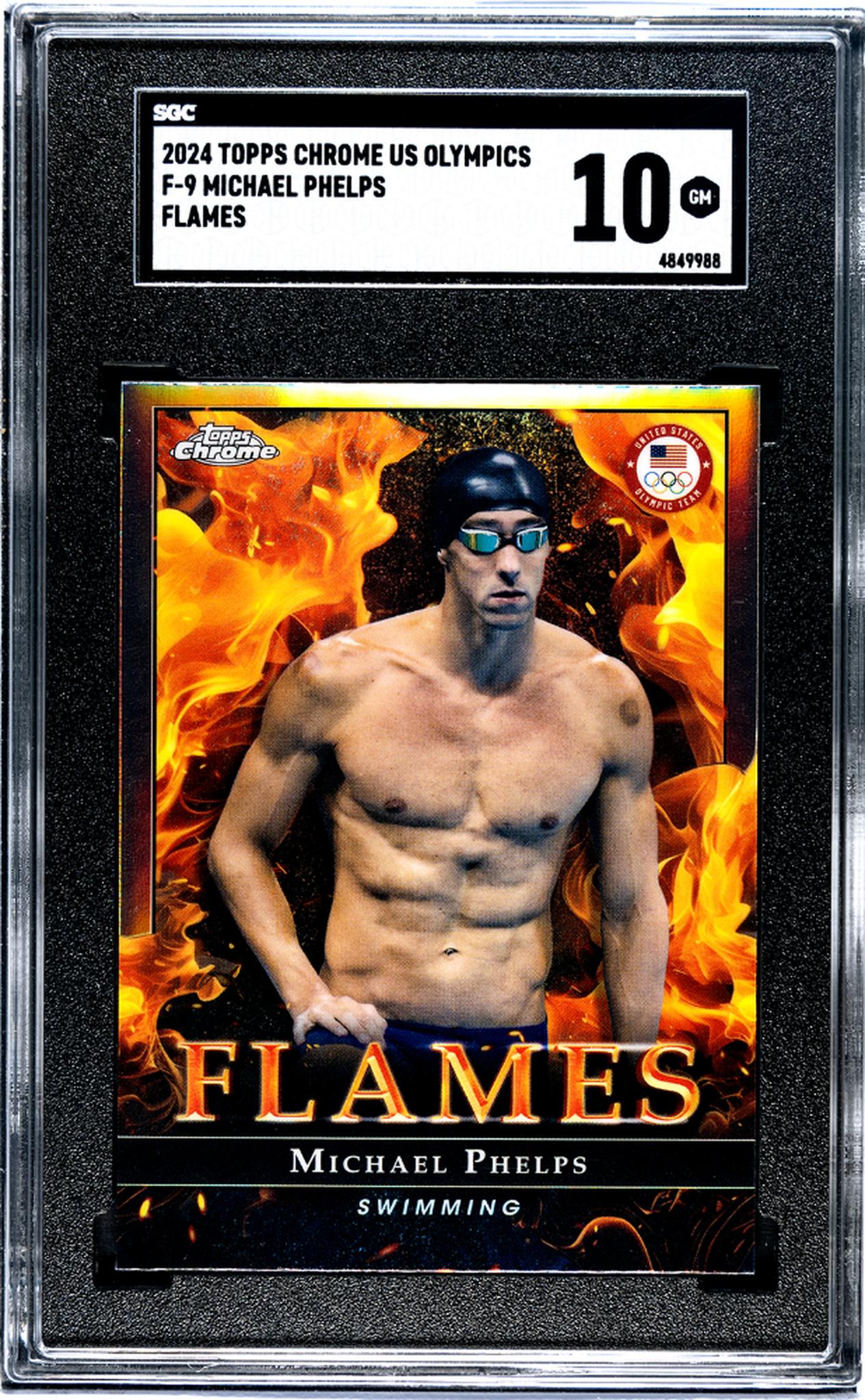 2024 Topps Chrome #F-9 Michael Phelps Flames SGC 10