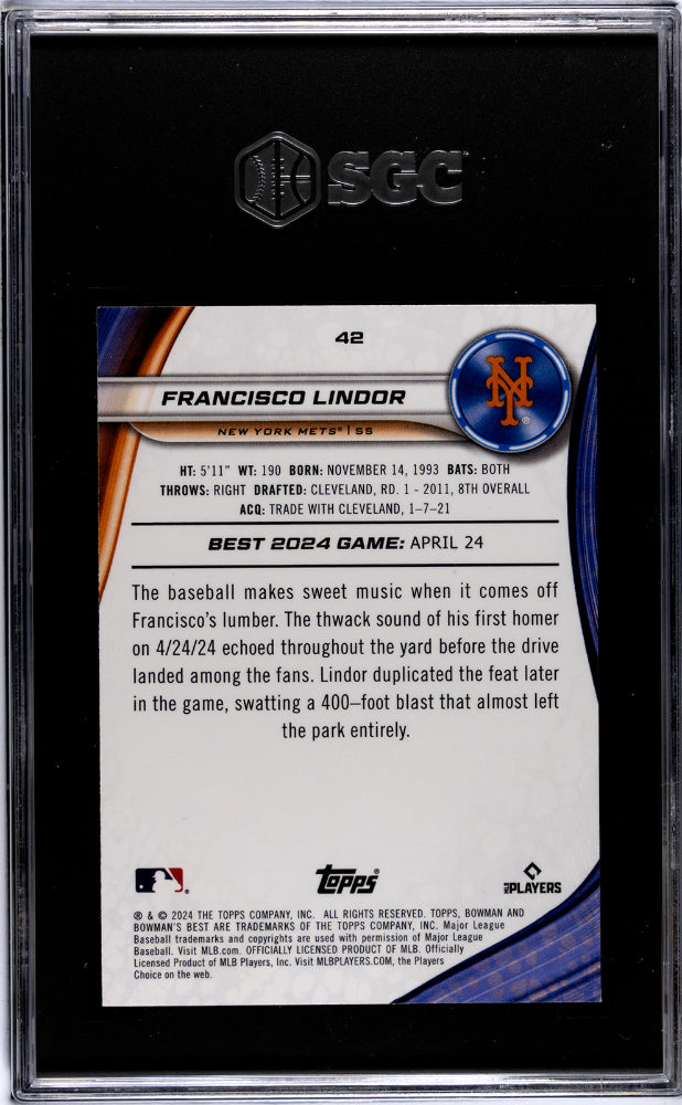 2024 Bowman's Best #42 Francisco Lindor SGC 10