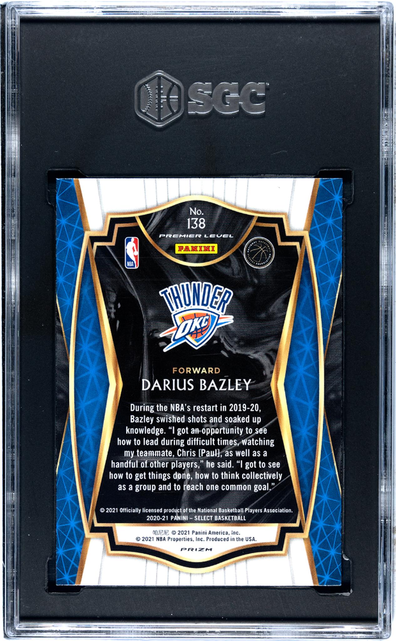 2020-21 Panini Select #138 Darius Bazley Red/White/Orange Flash Prizm SGC 8