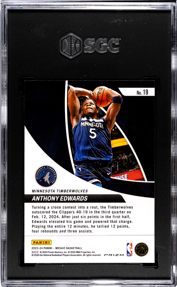2023-24 Panini Mosaic #19 Anthony Edwards Elevate Green Prizm SGC 9.5