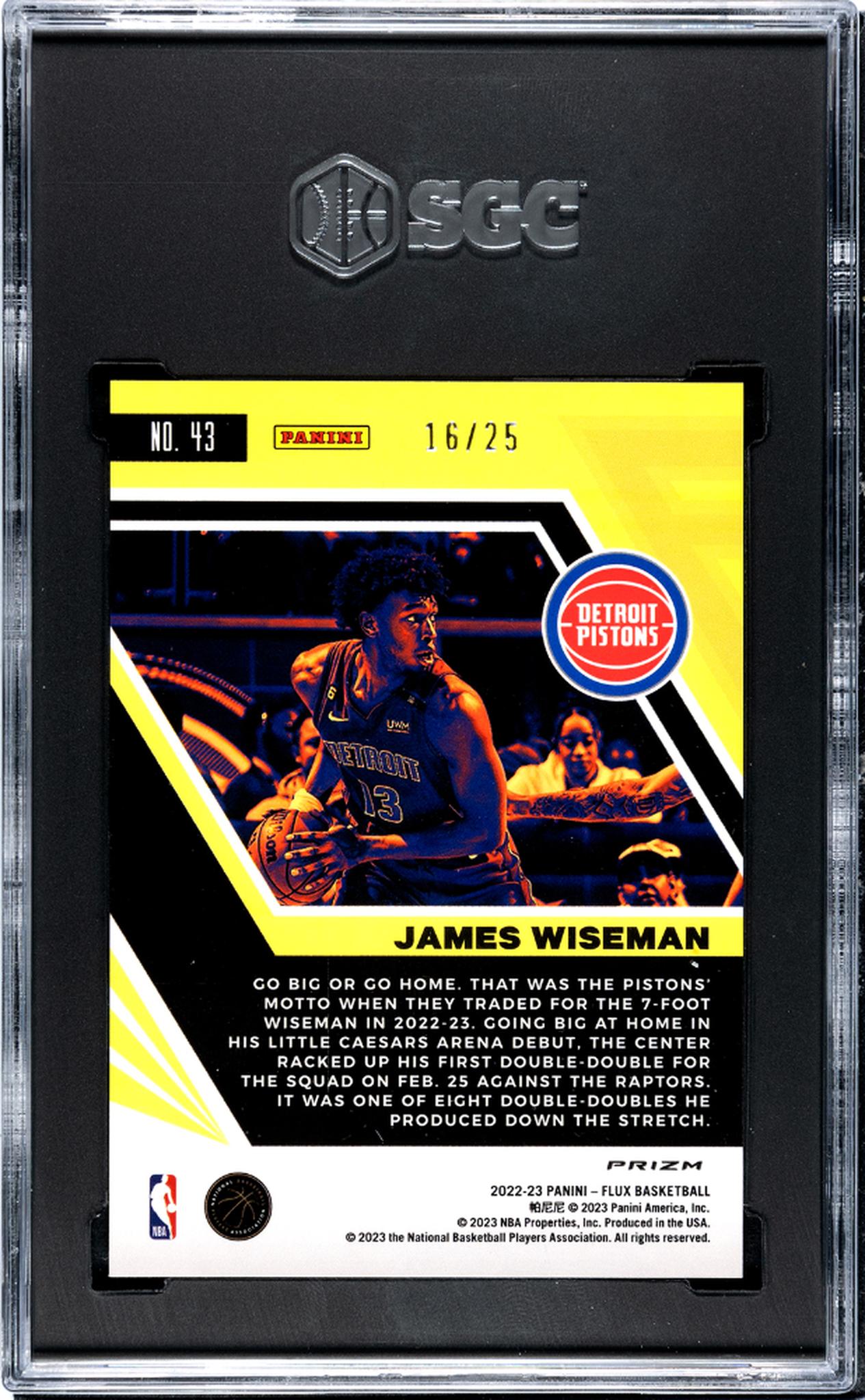 2022 Panini Flux #43 James Wiseman Blue /25 SGC 9.5