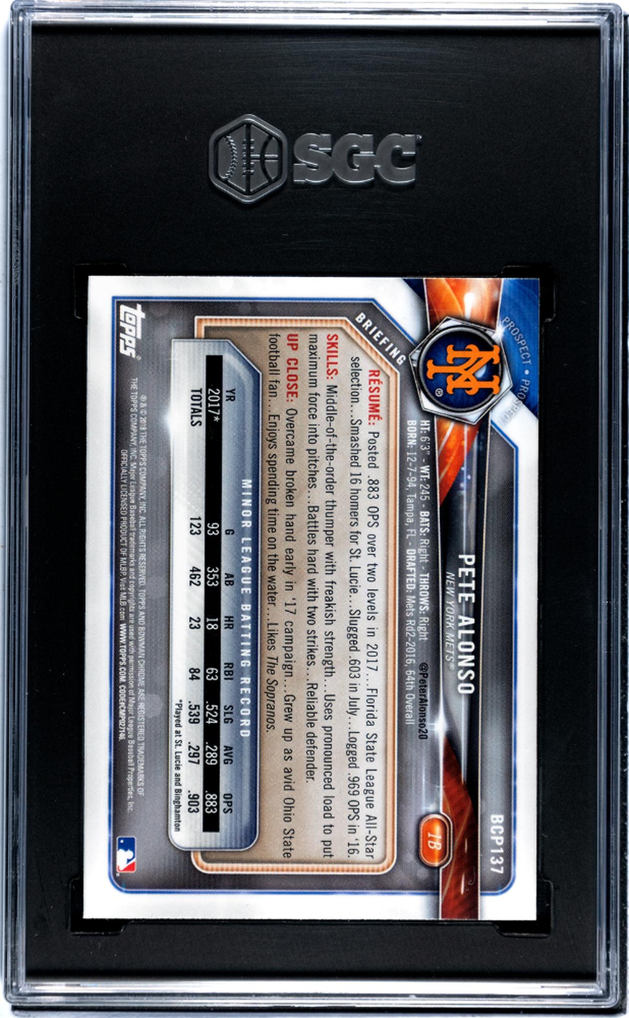 2018 Bowman Chrome Prospects #BCP137 Pete Alonso SGC 9.5