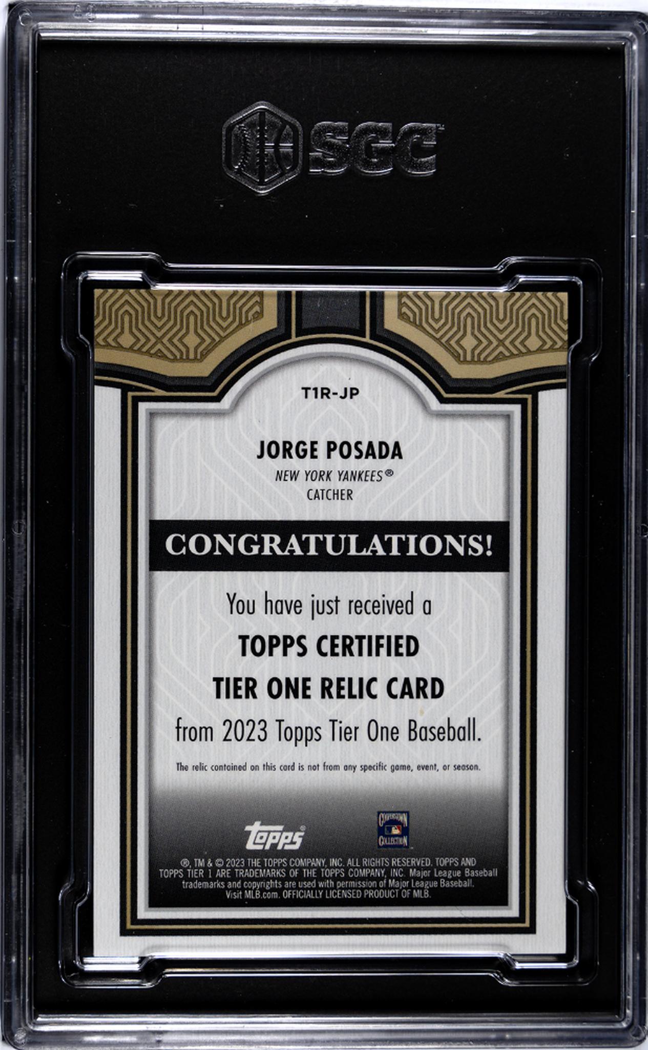 2023 Topps Tier One #T1R-JP Jorge Posada Relic /199 SGC 8