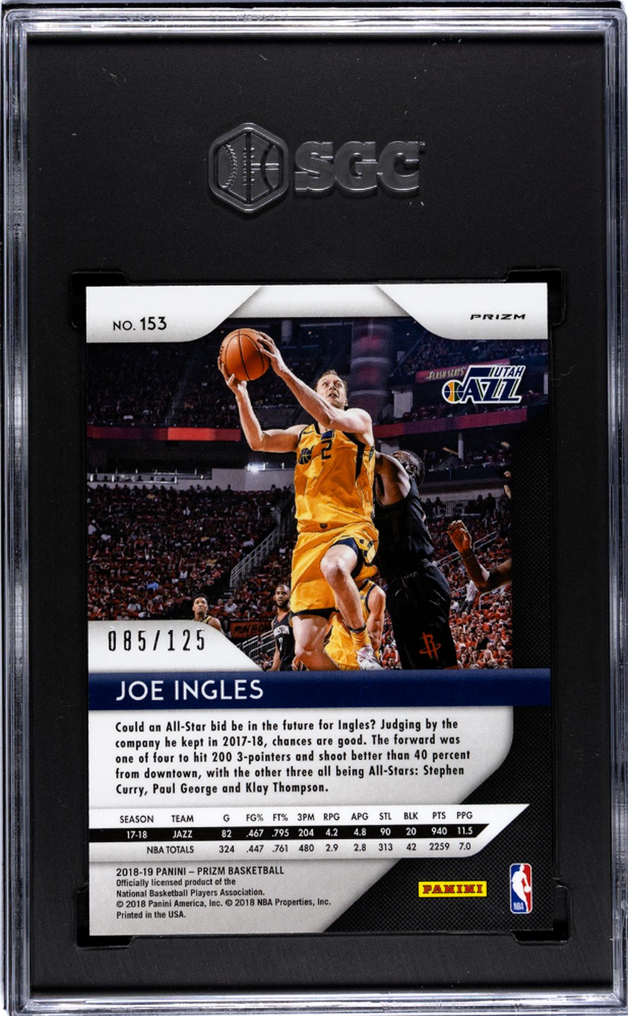 2018 Panini Prizm #153 Joe Ingles Red /125 SGC 8.5