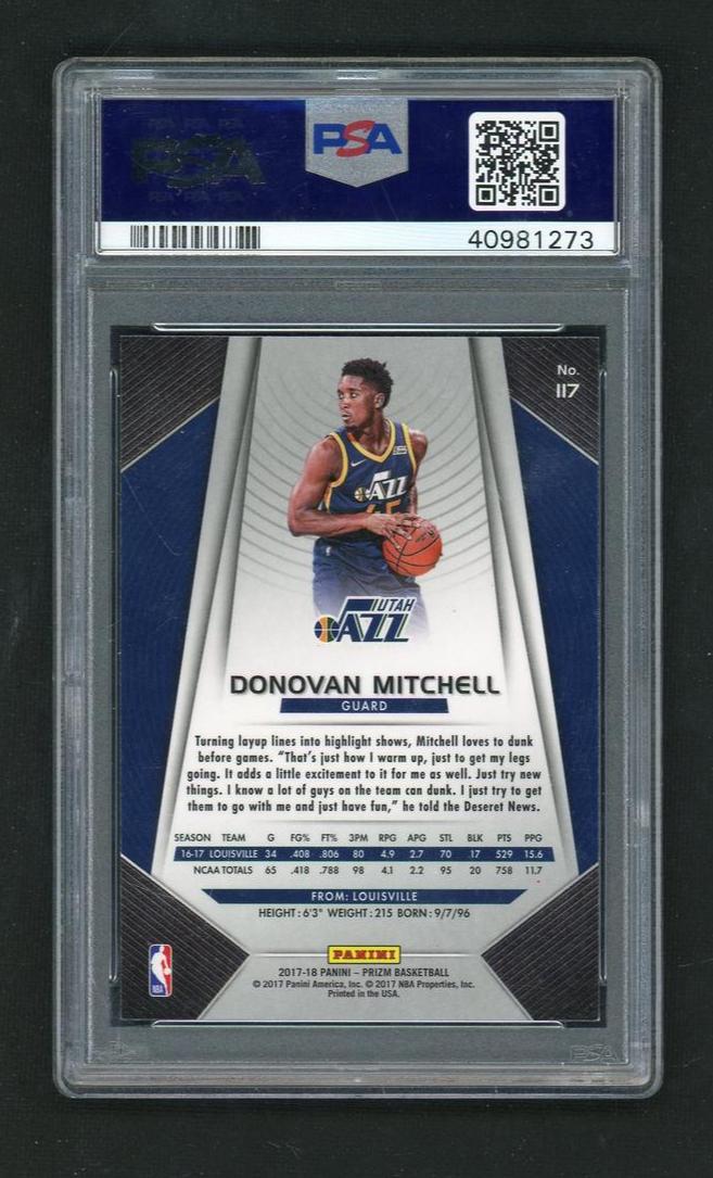 2017 Panini Prizm Donovan Mitchell #117 PSA 10