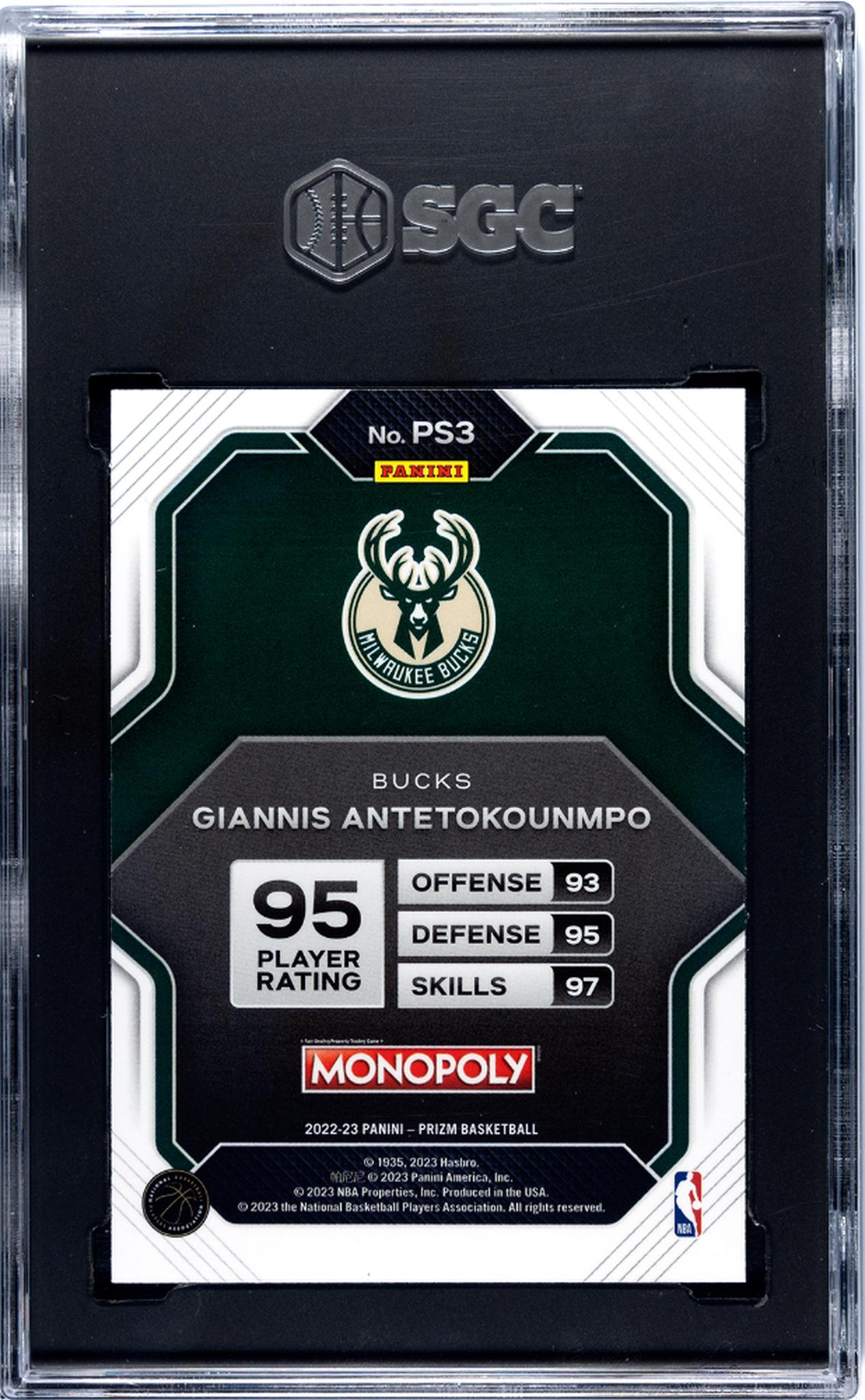 2022-23 Panini Prizm Monopoly #PS3 Giannis Antetokounmpo Prizm All-Stars SGC 9.5
