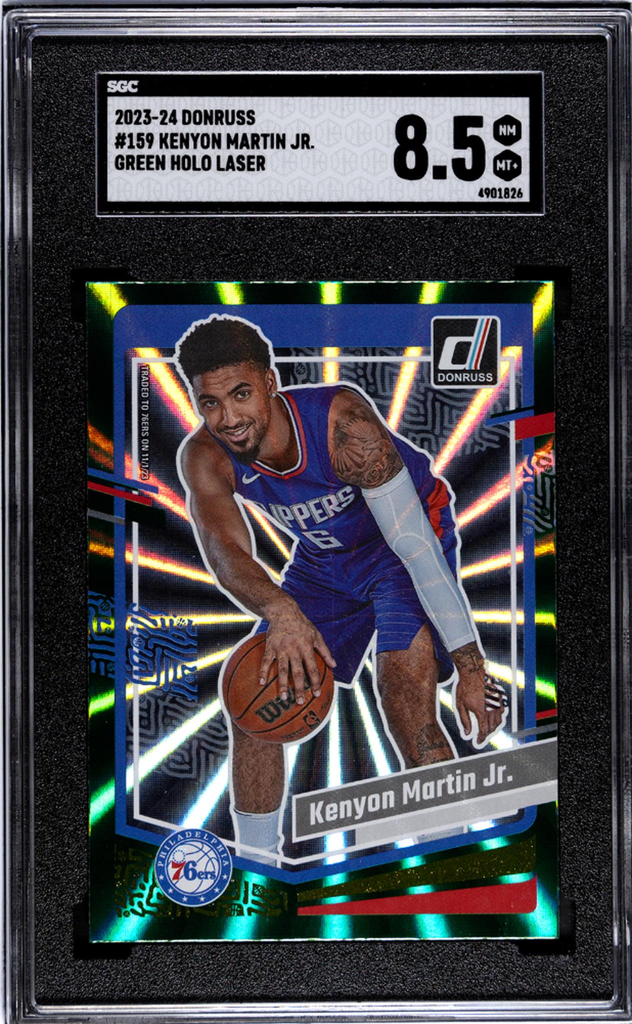 2023 Donruss #159 Kenyon Martin Jr. Green Holo Laser SGC 8.5