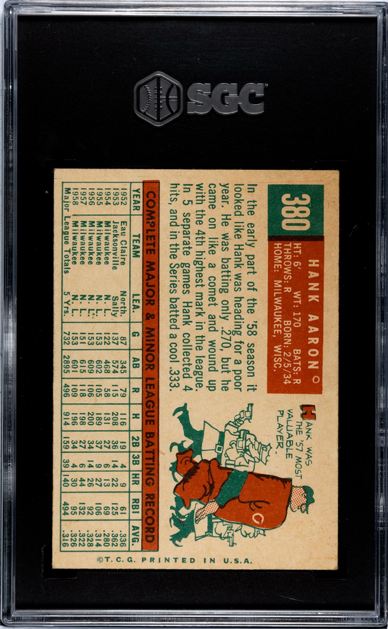 1959 Topps Baseball Hank Aaron #380 SGC 4.5