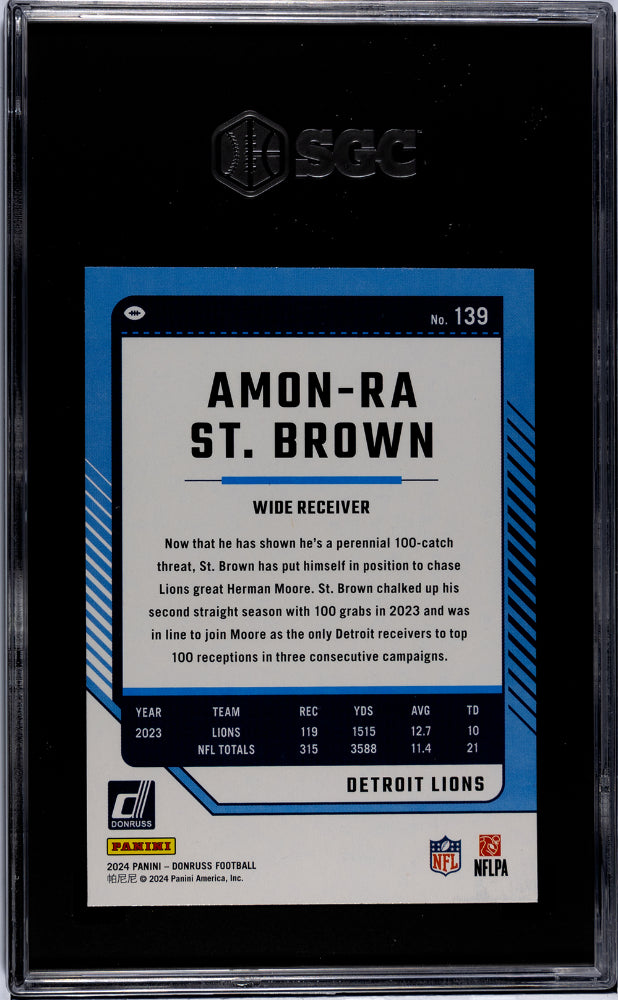 2024 Donruss #139 Amon-Ra St. Brown Green Press Proof SGC 9.5