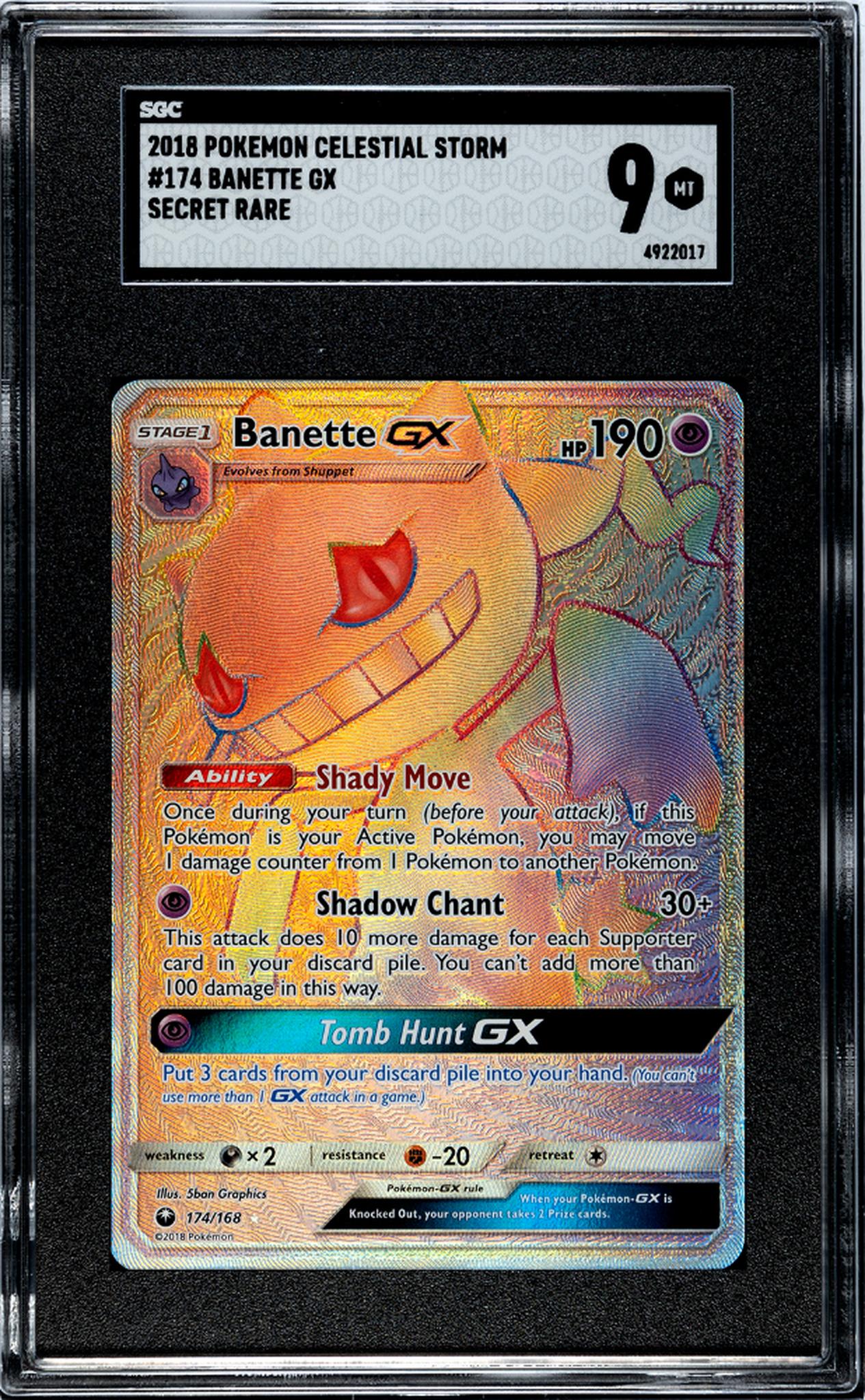 2018 Pokemon TCG #174/168 Banette GX Celestial Storm SGC 9