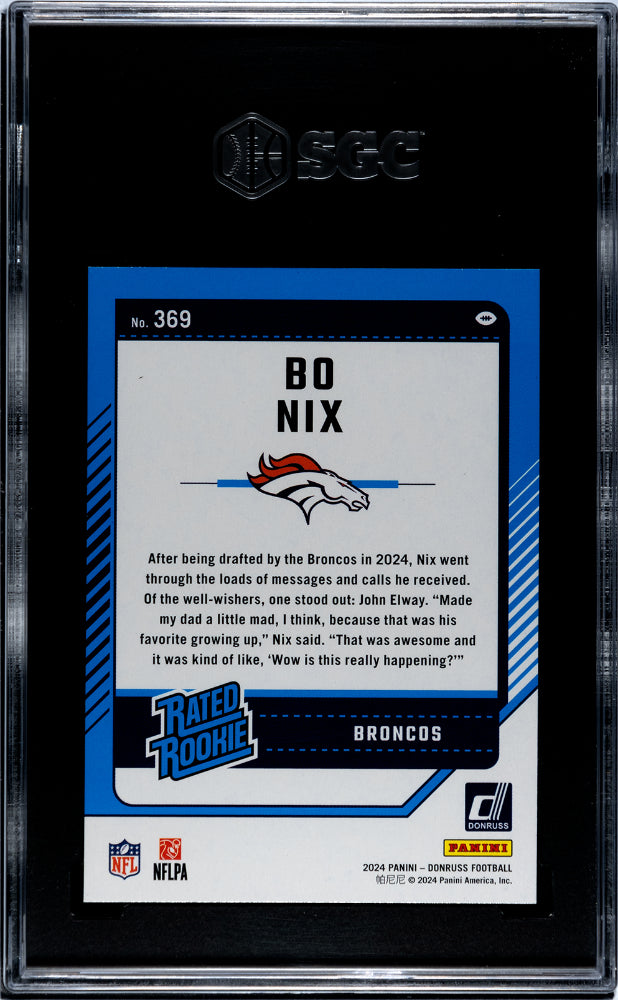 2024 Panini Donruss Red Press Proof Bo Nix #369 RC SGC 9.5