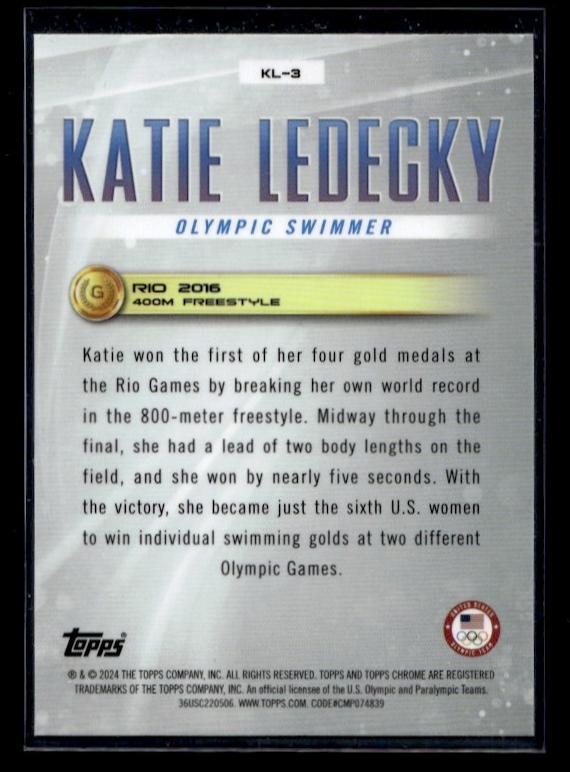 2024 Topps Chrome #KL-3 Katie Ledecky Legacy United States Olympic Team