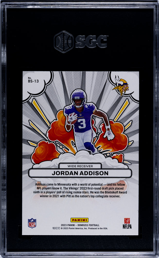 2023 Donruss #BS-13 Jordan Addison Bomb Squad! SGC 10