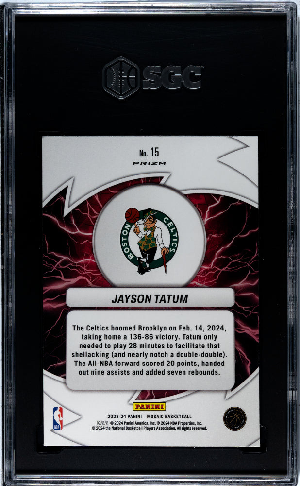 2023-24 Panini Mosaic Thunder Road Green Prizm Jayson Tatum #15 SGC 10